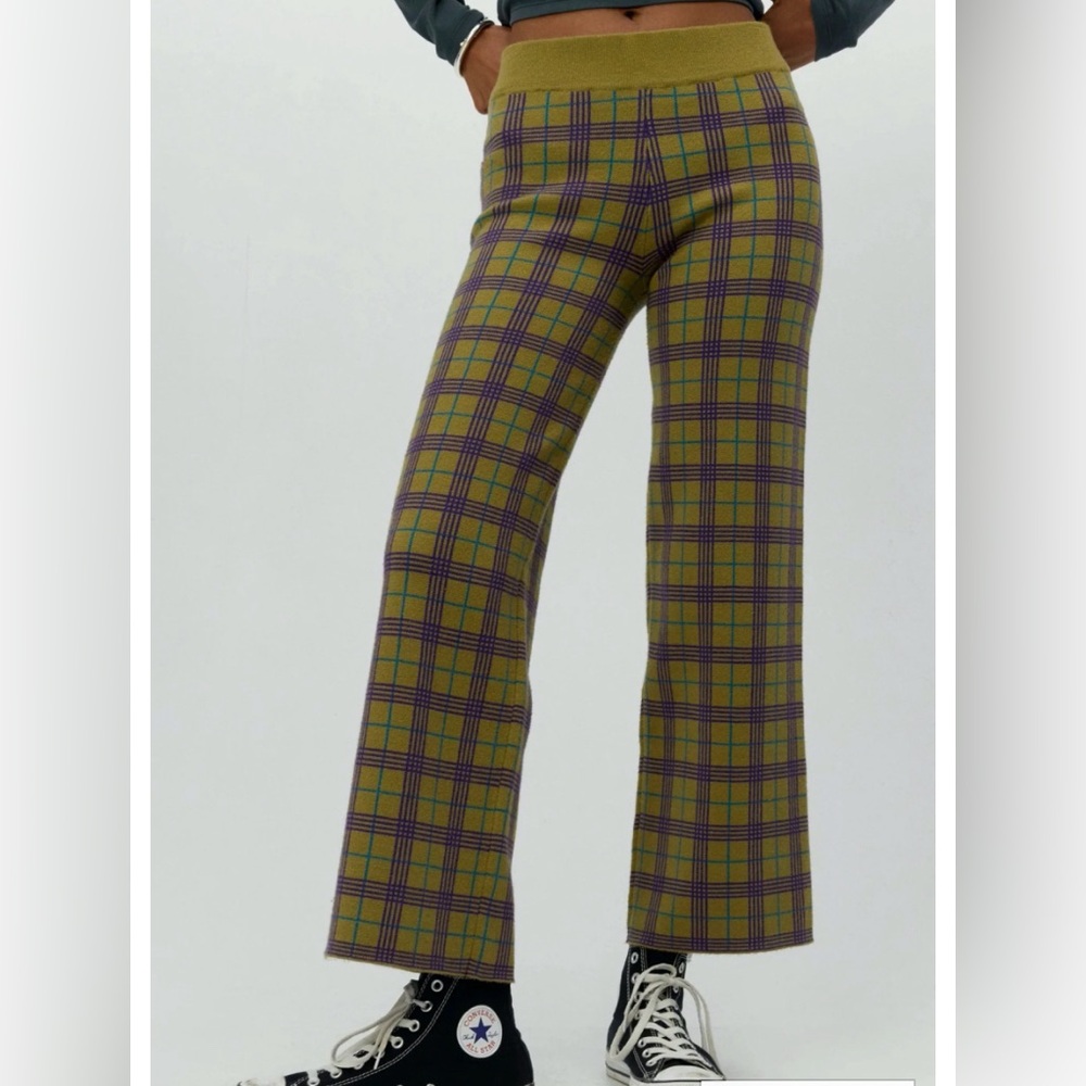DAYDREAMER OLIVE PLAID PANT SIZE M